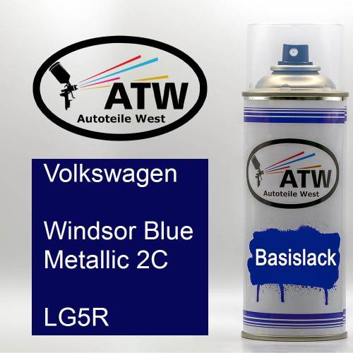 Volkswagen, Windsor Blue Metallic 2C, LG5R: 400ml Sprühdose, von ATW Autoteile West.